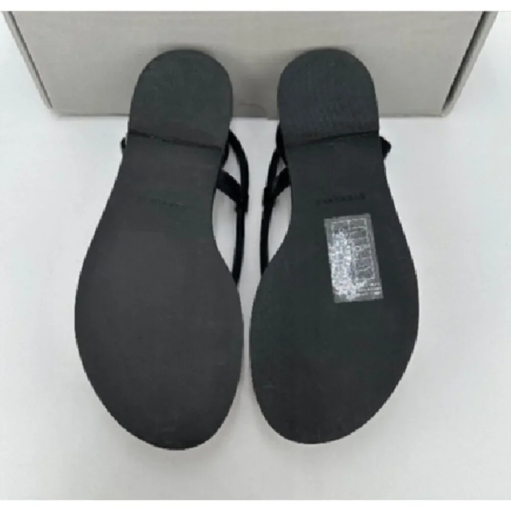 Everlane The Endless Summer Sandal size 6.5 Black Leather Thong w/ Ankle Strap